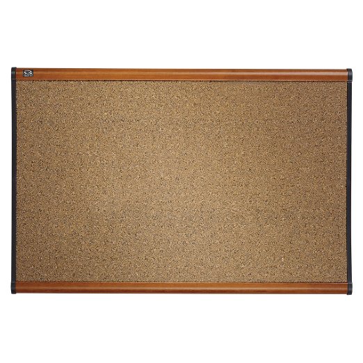 Quartet Cork Board, 3' x 2', Prestige Bulletin Board / Corkboard, Light Cherry Finish Frame (B243LC)