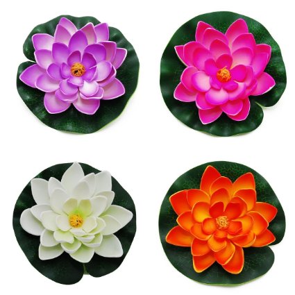 Floating Pond Decor Water Lily / Lotus Foam Flower, Small (Set of 4)