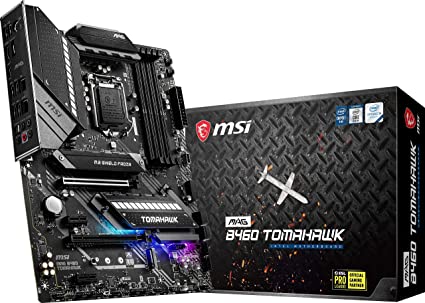 MSI MAG B460 Tomahawk Gaming Motherboard (ATX, 10th Gen Intel Core, LGA 1200 Socket, DDR4, CFX, Dual M.2 Slots, USB 3.2 Gen 2, 2.5G LAN, DP/HDMI, Mystic Light RGB)