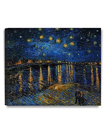 DecorArts - Starry Night Over The Rhone, by Vincent Van Gogh. The Classic Arts Reproduction. Art Giclee Print On Canvas, Stretched Canvas Gallery Wrapped 24x20"