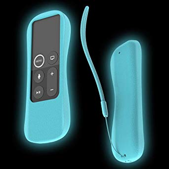 for Apple TV Remote Case SIKAI Shockproof Protective Silicone Cover for Apple TV 4K / 4th Gen / 5th Gen Siri Remote Skin Holder Skin-Friendly Anti-Slip Anti-Lost with Remote Loop (Glow in Dark Blue)