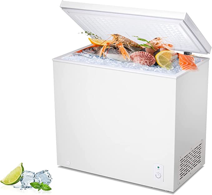 R.W.FLAME Chest Freezer 7.0 Cubic Feet, Deep Freezer, Adjustable Temperature, Energy Saving, Top Open Door Compact Freezer (7.0 Cubic Feet, White)