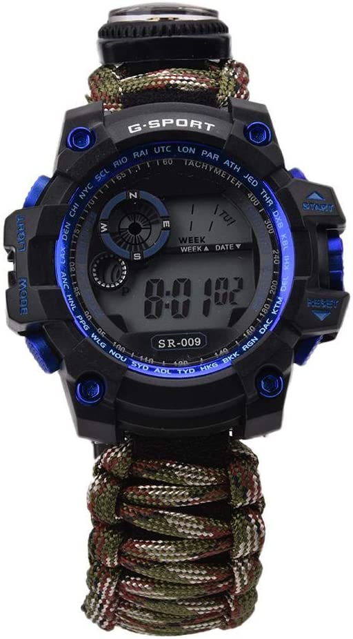 Dilwe Survival Watch, Outdoor Emergency Survival Multi-Function Rescue Watch for Hiking, Camping, Survival Training