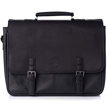 Hammer Anvil Pierce Colombian Vacquetta Leather 15.6" Laptop Briefcase Black