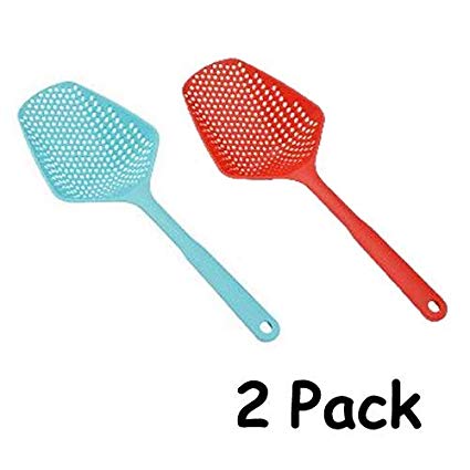 Extra Large Deep Frying/Blanching Colander Style Scoop Food Strainer Slotted Spoon (Pack of 2)