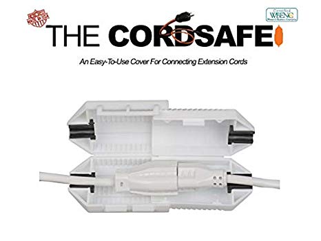 White CordSafe Extension Cord Safety Cover with Water Resistant Seal for Cord Management