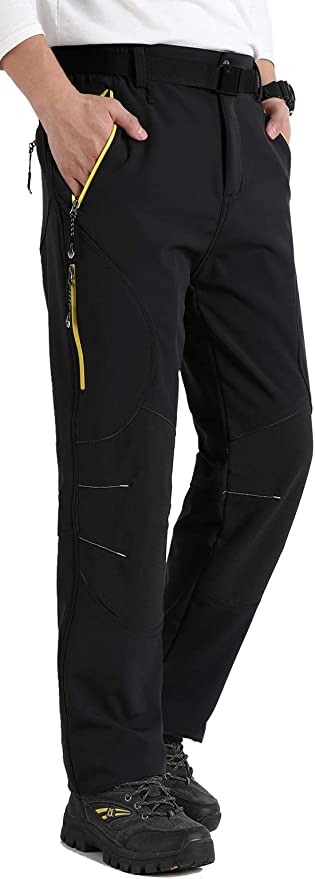 Singbring Men's Outdoor Fleece Lined Windproof Waterproof Hiking Snow Ski Pants