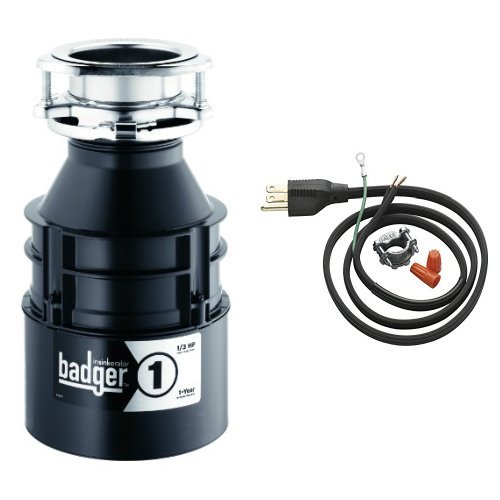InSinkErator Badger 1, 1/3 HP Household Food Waste Disposer and Power Cord Kit Bundle