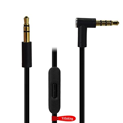 Replacement Cable for Beats Headphones,3.5mm Right Angle Headphones Extension Cord With Microphone, MP3 Players Parts Compatible With iPhone 5S, 6, 6plus, 6s, 6splus and More,Black 1.4m/4.6ft
