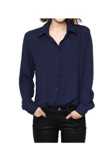 ARJOSA® Women's Chiffon Long Sleeve Button Down Casual Shirt Blouse Top