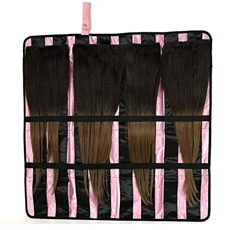 Portable Hair Extension Holder with Flexible Hanger - the All-in-One Storage and Carrying Case for Organizing and Styling Your Clip-In, Tape-In, Human & Synthetic Hair - Great for Travel!