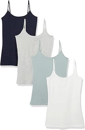 Amazon Essentials Women's Slim-Fit Camisole, Pack of 4