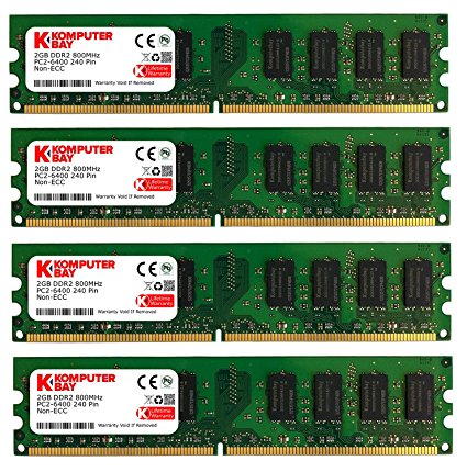 Komputerbay 8Go (4 x 2 Go) DDR2 DIMM (240 PIN) AM2 800Mhz PC2 6400 / PC2 6300 pour Gigabyte GA-MA770-DS3 8 Go