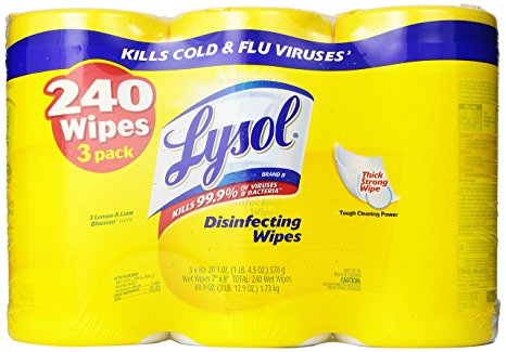 Lysol Disinfecting Wipes Value Pack, Lemon & Lime Blossom, 240 Wipes (3 Packs of 80 Wipes)