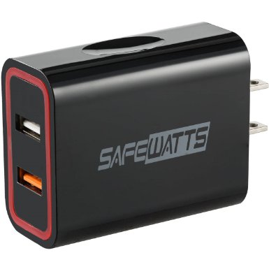 safewatts 2 Port USB Wall Charger, Qualcomm Quick Charge Technology