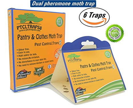 Dual Moth Traps For Clothes and Pantry Highly Effective ALL-AROUND MOTH TRAPS,Pro Cloest Essentials Get Rid Of Wool Moths With Natural Safe and Odor-free Dual Premium Pheromone