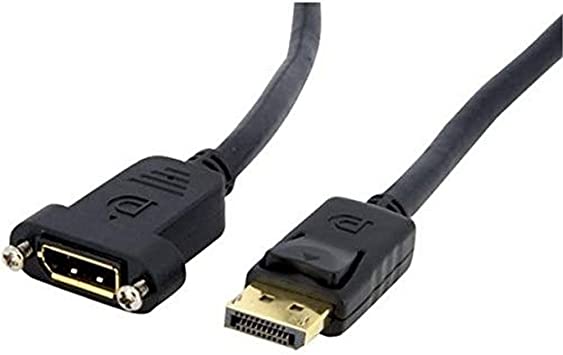 StarTech.com 3 ft. (0.9 m) Displayport Male to Female Cable - Mounting - Latched Connectors - DisplayPort - DP Monitor Cable (DPPNLFM3) Black