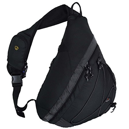 20” HBAG Sling Backpack Single Strap Shoulder Bag, Audio & Bottle Pocket, Black