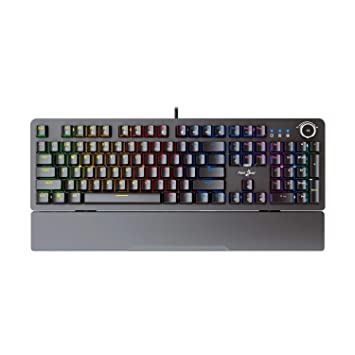 Redgear Shadow Blade Mechanical Keyboard with Spectrum LED Lights, Media Control Knob and Wrist Support (Black), Full Size (MK853)