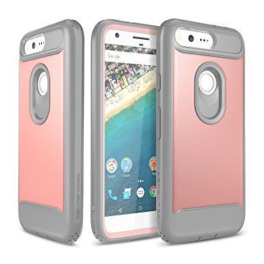 Google Pixel XL Case, YOUMAKER Full-body Rugged Belt Clip Holster Case with Built-in Screen Protector for Google Pixel 5.5 inch (2016 Release) - Rose Gold/Gray