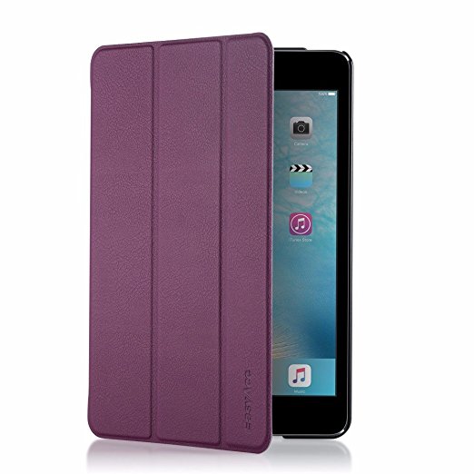 iPad Mini 4 Case, EasyAcc Ultra Slim Cover Smart Leather Case for New iPad Mini 4 (Top Premium PU Leather, Folded Cover Design, Purple)