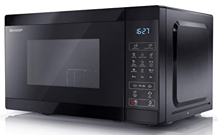 Sharp YC-MG02U-B digital 800W Microwave Oven with 1000W Grill, 20L Capacity & 11 Power Levels - Black