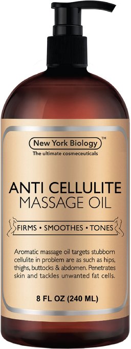 Anti Cellulite Treatment Massage Oil - All Natural Ingredients - Penetrates Skin 6X Deeper Than Cellulite Cream - Targets Unwanted Fat Tissues & Improves Skin Firmness - 8 OZ