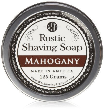 WSP Luxury Rustic Shaving Soap 4.4 Oz in Tin Artisan Made in America Using Vegan Natural Ingredients (Mahogany)