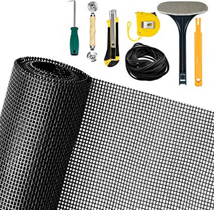 Senneny 7 PCS Pet Screen Repair Kit - 48" × 100” Upgraded Pet Proof Window Screen Replacement with Spline, Roller, Hook, Tape Measure, Cutter, Clean Brush - for Window/Screen Door/Patio/Sliding Door