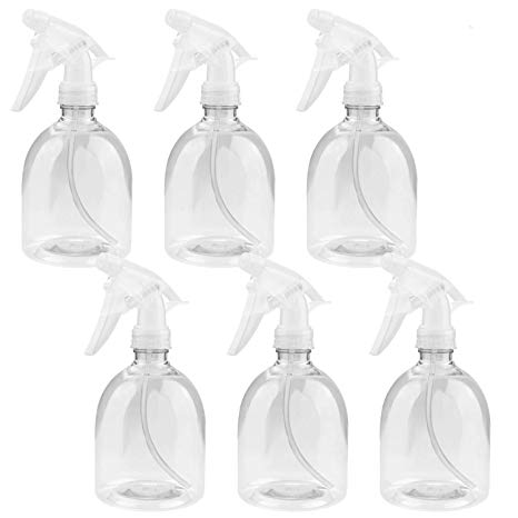 Plastic Spray Bottle,16oz/500ml Empty Clear Spray Bottles for Cleaning Solutions,Hair,Oils,Adjustable Head Sprayer Water Squirt Bottle(6 PACK)