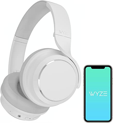 WYZE White Noise Cancelling Headphones, Wireless Over The Ear Bluetooth Headphones (White Headphones)