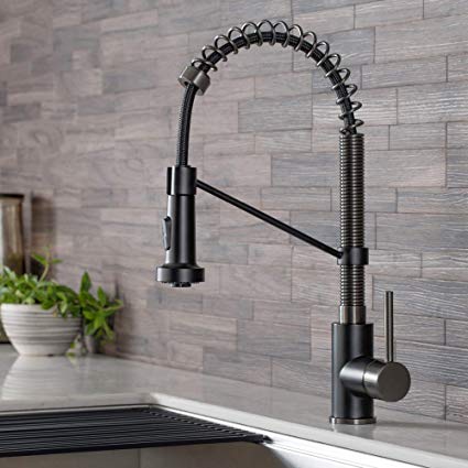 Kraus KPF-1610MBSB Bolden Kitchen Faucet, Matte Black/Black Stainless