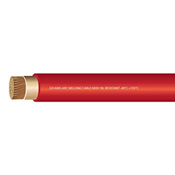2/0 Gauge Premium Extra Flexible Welding Cable 600 VOLT - RED - 25 FEET - EWCS Branded - Made in the USA!