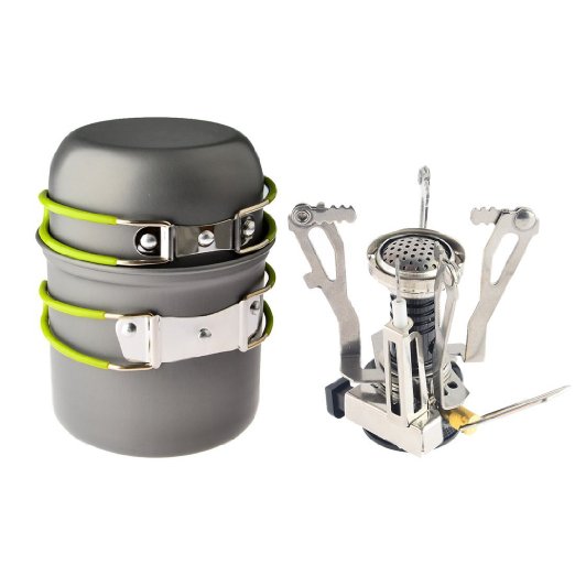 GkGk Camping Stove  Camping Pot Backpacking Cookware Set Cooking ToolS Camping Pot Pan  Hiking Stove for Propane Canister