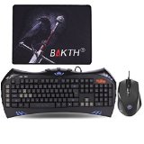 BAKTH Blue Backlit Gaming Keyboard and Mouse Combo Bundle Plus BAKTH Customized Large Gaming Mouse Mat