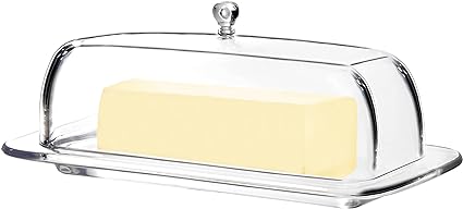 Youngever Plastic Butter Keeper, Reusable Clear Butter Dish, Butter Container with Lid