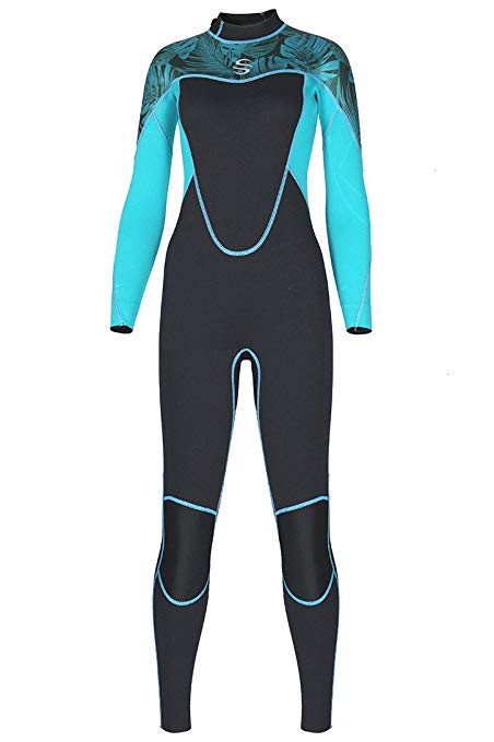 Micosuza Women Full Body Wetsuits with Premium 2mm Neoprene Long Sleeve Long Leg Back Zip for Diving Snorkeling Surfing Swimming