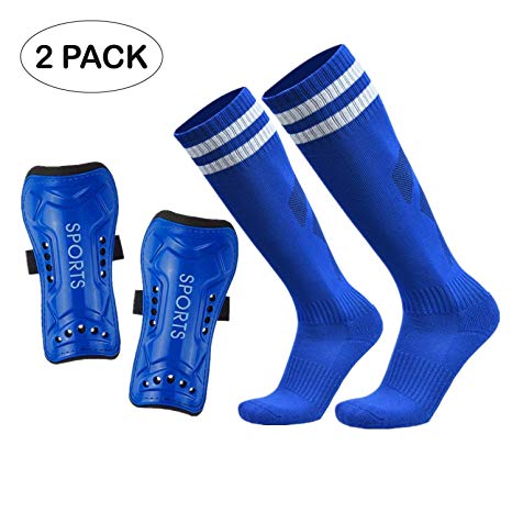 GeekSport Soccer Shin Guards Youth - 2 Pair 3 Sizes Shin Pads Child Calf Protective Gear 3-15 Years Old Girls Boys Toddler Kids Teenagers