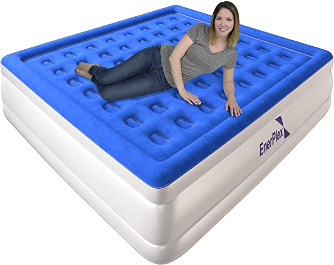 EnerPlex Never-Leak King Air Mattress with Built in Pump Raised Luxury Airbed Double High King Inflatable Bed Blow Up Bed 2-Year Warranty Manufacturer