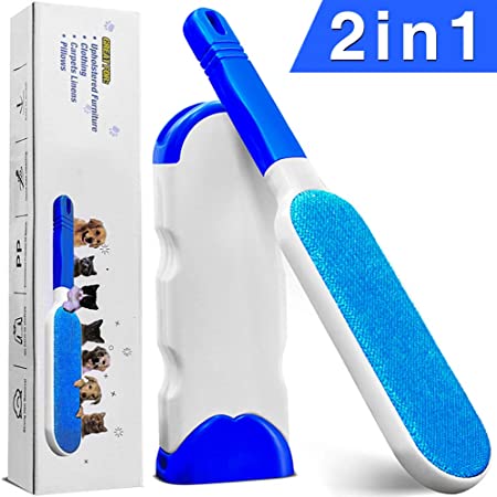 Doeki Pet Hair Remover-Dog & Cat Lint Roller Brush-Double Sided Fur Hair Removal Tool with Self - Cleaning Base Suitable for Travel Carry, Perfect for Clothes, Sofa, Carpet, Car Seat [2020 UPGRADE]