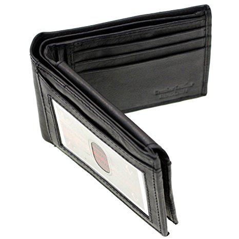 Paul & Taylor Genuine Leather Men's Bifold Flap Up Wallet With ID Outside