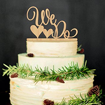 ROSENICE Wedding Cake Topper WE DO Wood Wedding Cake Decorations(Wood colour)