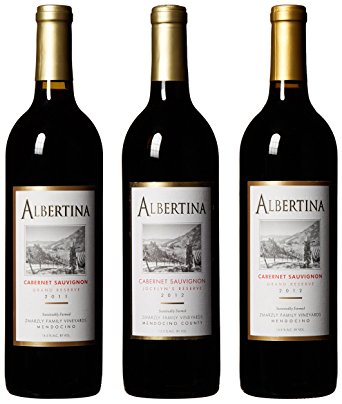 Albertina Wine Cellars Mendocino All Cabernet Sauvignon Wine Mixed Pack, 3 x 750 mL