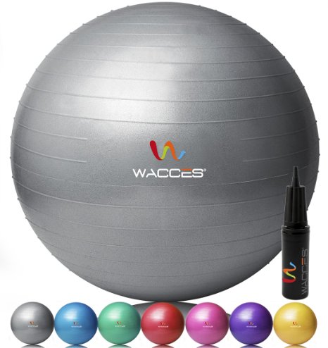 Wacces Anti-Burst Fitness Exercise Stability and Yoga Ball with Pump