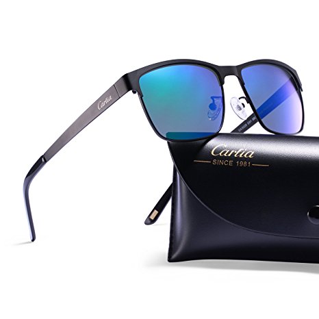 Mens Sunglasses, Carfia Driving Polarized Sunglasses with Metal Frame