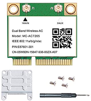 Half Mini PCI-E WiFi Card Dual Band BT4.2 Wireless-AC 7265 PCIe gigabit Network Card 2.4GHz 300Mbps 5GHz 867Mbps Half Mini WLAN Adapter Support Windows 7 8 10