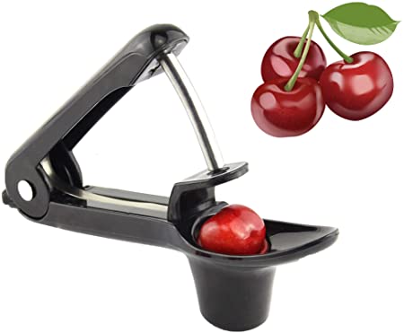 Obecome Cherry Pitter Tool, Heavy Duty Olive Pitter Tool,Cherry Stoner Pitter Core Remover, Portable Cherry Pitter kitchen aid with Space-Saving Lock Design - Black