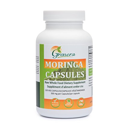 Grenera Certified Organic Raw Moringa, 120 veggie caps