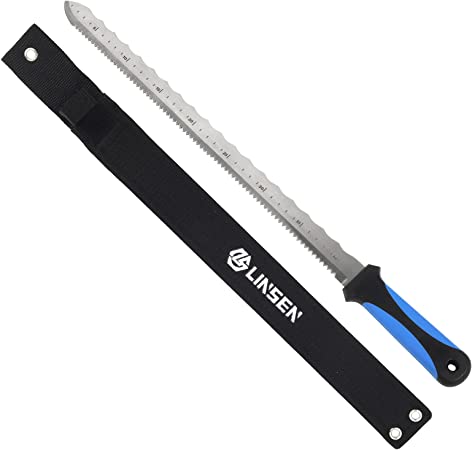 Linsen-Outdoor Stainless Steel Garden Knife with 16.5" Blade with Scale, Double Side Utility Sod Cutter Lawn Repair Garden Knife with Nylon Sheath