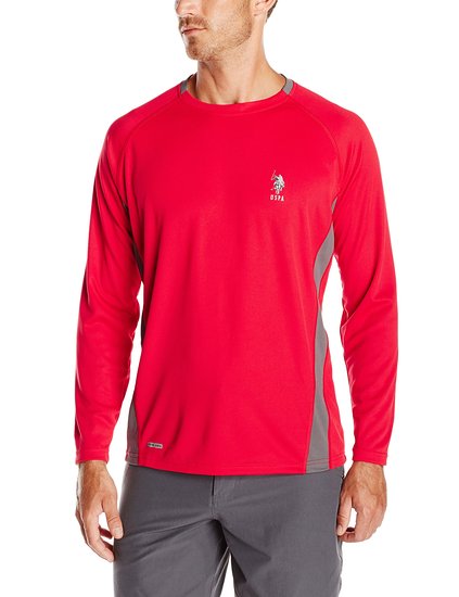 U.S. Polo Assn. Men's Micro Mesh Long Sleeve Raglan Crew Neck